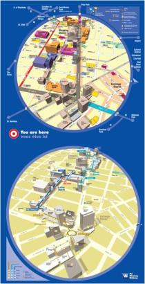 Zones piétonnes extérieures et intérieures