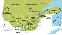 Cartographie de la Route verte dans les différentes régions du Québec telle que proposée à l'inauguration du réseau cyclable en 2007