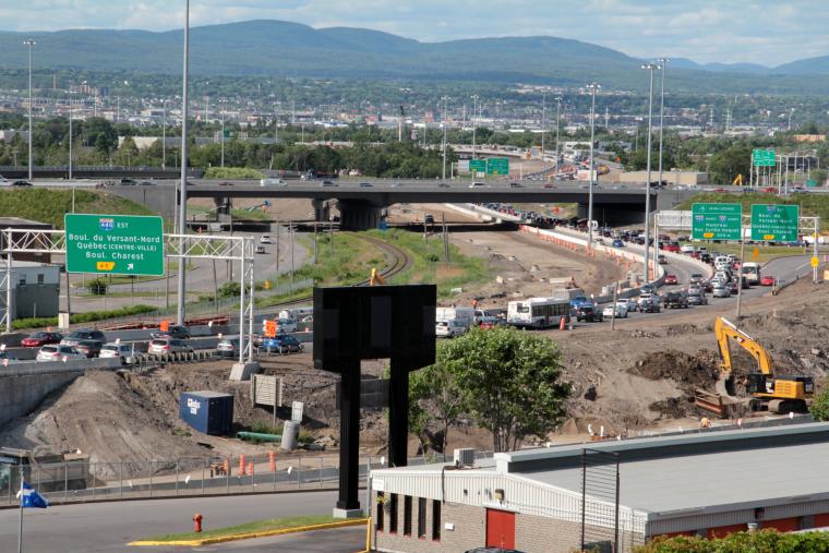 Vue d'ensemble de la zone de chantier et de la circulation